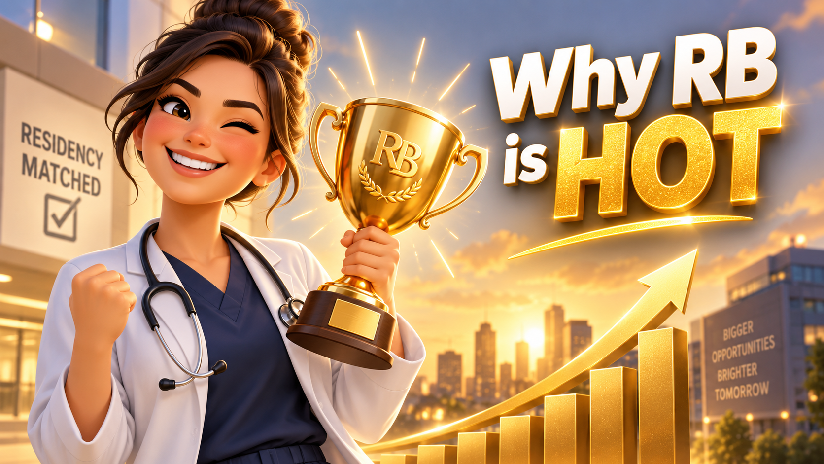 A successful doctor holding a golden RB trophy — Why RB is HOT